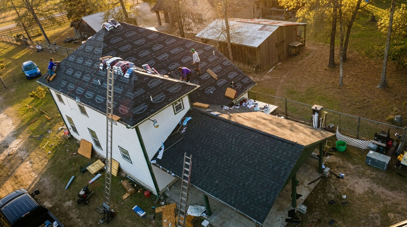 Residential shingle roofing project in Houston area
